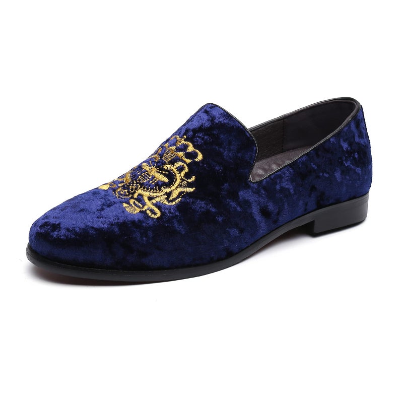 FLQL Handcrafted Genuine Leather Men's Penny Slip-On Leather Lined Loafer Size 9.5 Blue - Image 1
